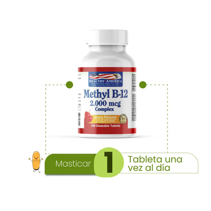 Methyl B - 12 x 100 tabletas con Vitaminas B12 y B6 + Ácido Fólico + Biotina - Artemisa Productos Naturales