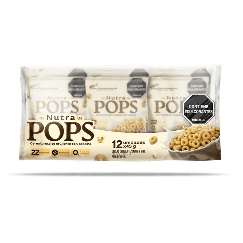 NUTRA POPS CEREAL PROTEICO x 12 unidades 540 gr NUTRAMERICAN - Artemisa Productos Naturales