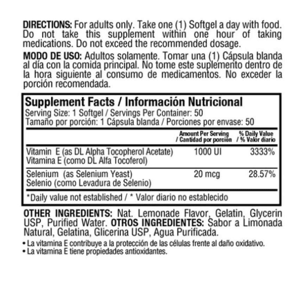 SUPREME E 1000 IU 50 SOFTGELS - Artemisa Productos Naturales