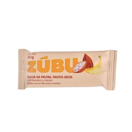 zubu barra con banano y cacao 30gr - Artemisa Productos Naturales