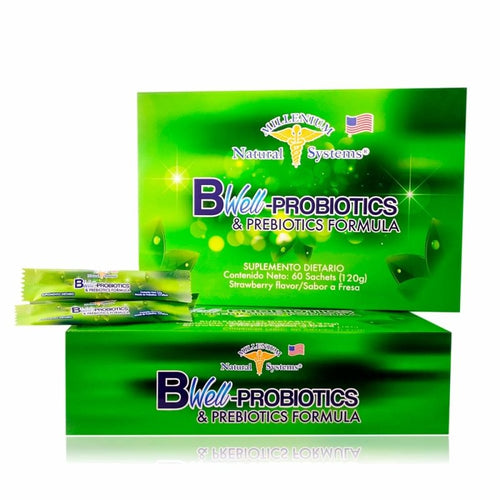 B Well probióticos y prebióticos en polvo x 60 sachets