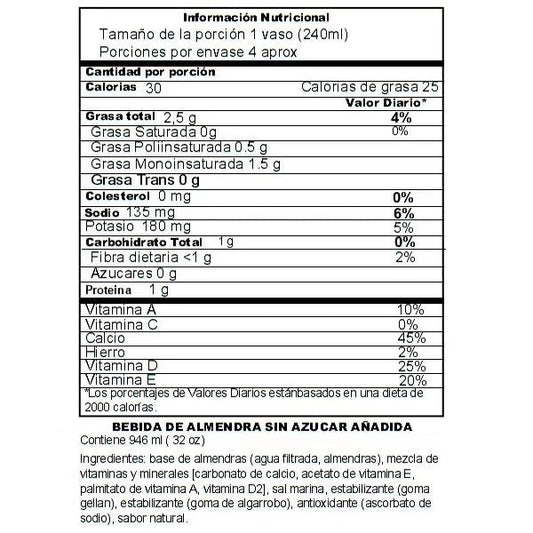 Bebida de Almendra sin azúcar x 946 ml - Artemisa Productos Naturales