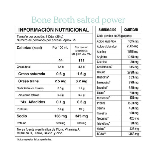 Bone Broth Power Salted x 560 gr libre de gluten y lácteos - Artemisa Productos Naturales