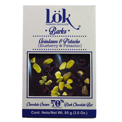 Chocolate 70% con arándanos y pistacho x  85 gr