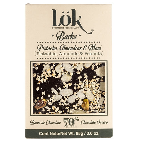 Chocolate 70% con pistacho, almendra y maní x 85gr