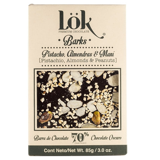 Chocolate 70% con pistacho, almendra y maní x 85gr - Artemisa Productos Naturales