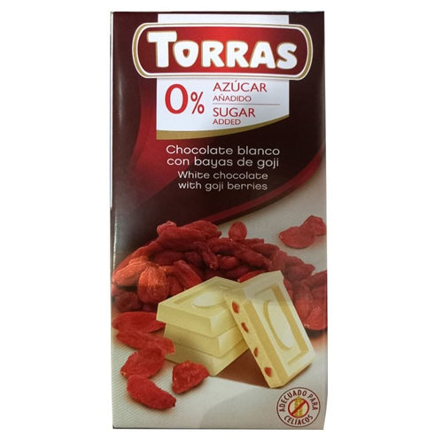 Chocolate blanco con bayas de goji sin azúcar añadido x 75 gr