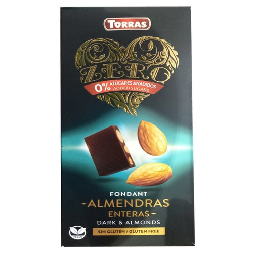 Chocolate Zero con almendras enteras sin azúcares añadidos x 150 gr