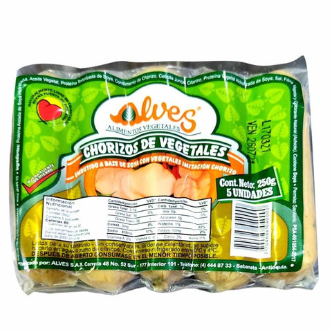 Chorizos de vegetales 5 unidades x 250 gr. - Artemisa Productos Naturales