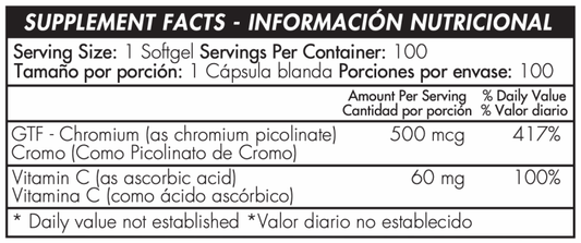 Chromium GTF 500 mcg x 100 softgels - Artemisa Productos Naturales