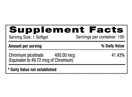 Chromium Picolinate 400 mcg x 100 softgels - Artemisa Productos Naturales