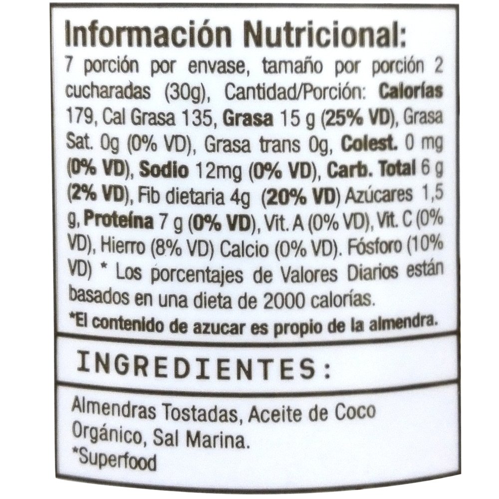 Crema de almendras sin azúcar x 210 gr - Artemisa Productos Naturales