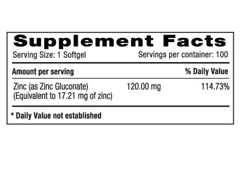 Gluconato de Zinc x 100 softgels 120 mg por cápsula - Artemisa Productos Naturales