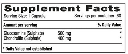 Glucosamina & Condroitina x 60 cápsulas. Glucosamina 500 mg + Condroitina 400 mg - Artemisa Productos Naturales