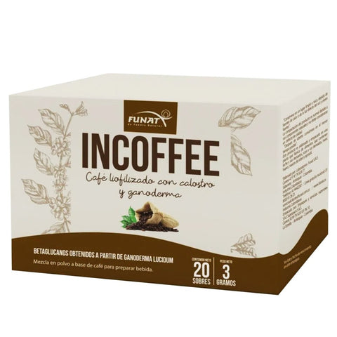 Incoffee café liofilizado con calostro y ganoderma caja x 20 sobres de 3 gr. - Artemisa Productos Naturales