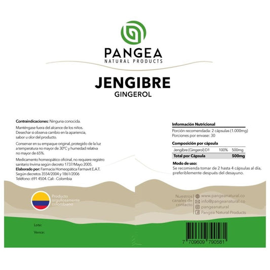 Jengibre x 60 cápsulas - Artemisa Productos Naturales