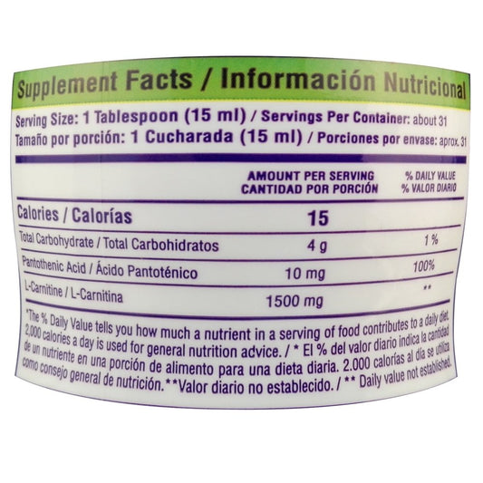 L-Carnitine 1500 mg 16 Oz Healthy America - Artemisa Productos Naturales