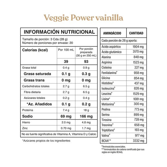 Veggie Power vainilla x 560 g - Artemisa Productos Naturales