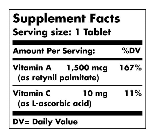 Vitamina A 5000 IU x 100 tabletas - Artemisa Productos Naturales